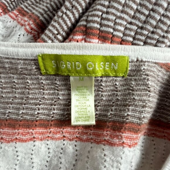 Sigrid Olsen Womens Button-Front Striped Cardigan Sweater Medium Lightweight - Picture 3 of 7